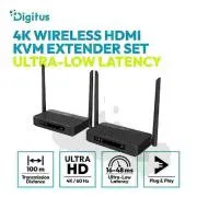 DIGITUS 4K/60 Hz kabelloser HDMI-KVM-Extender-Set, 100 m, schwarz