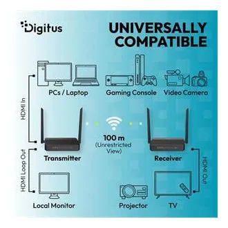 DIGITUS 4K/60 Hz kabelloser HDMI-KVM-Extender-Set, 100 m, schwarz