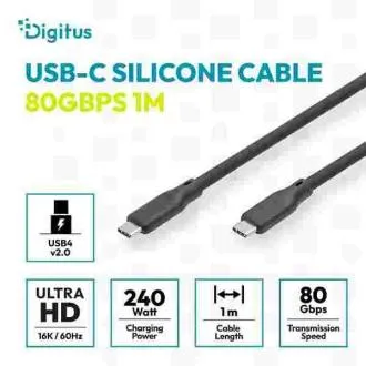 Digitus Silikon-USB4-Kabel, Version 2.0, USB 80 Gbit/s, 1 m, schwarz Digitus Silikon-USB4-Kabel, Version 2.0, USB 80 Gbit/s, 1 m, schwarz