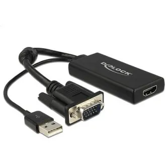 Delock VGA zu HDMI Adapter mit Audio schwarz Delock VGA zu HDMI Adapter mit Audio schwarz