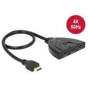 Delock Delock HDMI UHD Switch 3 x HDMI in > 1 x HDMI out 4K mit integriertem Kabel 50 cm