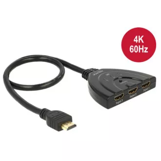 Delock Delock HDMI UHD Switch 3 x HDMI in > 1 x HDMI out 4K mit integriertem Kabel 50 cm Delock Delock HDMI UHD Switch 3 x HDMI in > 1 x HDMI out 4K mit integriertem Kabel 50 cm