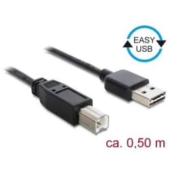 Delock Kabel EASY-USB 2.0 Typ A (Stecker) > USB 2.0 Typ B (Stecker), 0,5 m, schwarz Delock Kabel EASY-USB 2.0 Typ A (Stecker) > USB 2.0 Typ B (Stecker), 0,5 m, schwarz