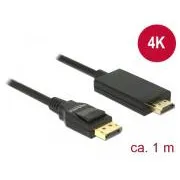 Delock DisplayPort 1.2-Stecker > High Speed HDMI-A-Stecker, passiv, 4K, 1 m, schwarz
