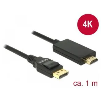Delock DisplayPort 1.2-Stecker > High Speed HDMI-A-Stecker, passiv, 4K, 1 m, schwarz Delock DisplayPort 1.2-Stecker > High Speed HDMI-A-Stecker, passiv, 4K, 1 m, schwarz