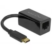 Delock Adapter Super Speed USB (USB 3.1 Gen 1) mit USB Type-C™ Stecker > Gigabit LAN 10/100/1000 Mbps kompakt schwarz