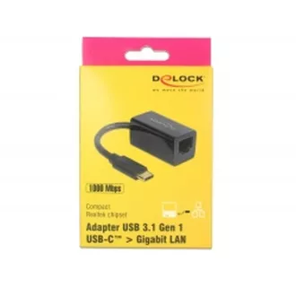 Delock Adapter Super Speed USB (USB 3.1 Gen 1) mit USB Type-C™ Stecker > Gigabit LAN 10/100/1000 Mbps kompakt schwarz Delock Adapter Super Speed USB (USB 3.1 Gen 1) mit USB Type-C™ Stecker > Gigabit LAN 10/100/1000 Mbps kompakt schwarz