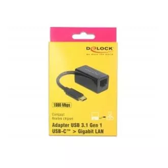 Delock Adapter Super Speed USB (USB 3.1 Gen 1) mit USB Type-C™ Stecker > Gigabit LAN 10/100/1000 Mbps kompakt schwarz Delock Adapter Super Speed USB (USB 3.1 Gen 1) mit USB Type-C™ Stecker > Gigabit LAN 10/100/1000 Mbps kompakt schwarz