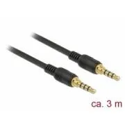Delock Kabel Stereoklinke 3,5 mm 4-polig Stecker > Stecker 3 m schwarz