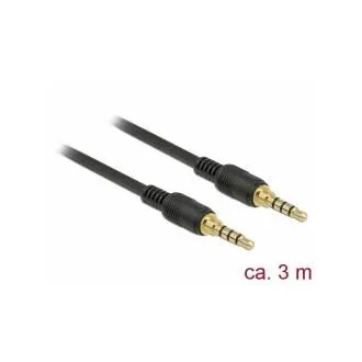 Delock Kabel Stereoklinke 3,5 mm 4-polig Stecker > Stecker 3 m schwarz Delock Kabel Stereoklinke 3,5 mm 4-polig Stecker > Stecker 3 m schwarz