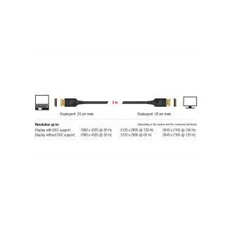 Delock DisplayPort Kabel 8K 60 Hz 2 m DP 8K zertifiziert