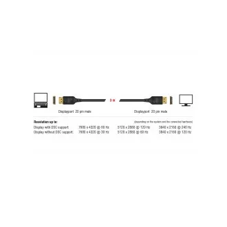 Delock DisplayPort Kabel 8K 60 Hz 3 m DP 8K zertifiziert