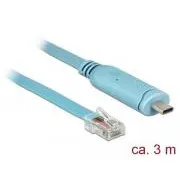 Delock USB 2.0 Typ-C-Stecker > 1 x serieller RS-232-RJ45-Stecker, 3,0 m, blau