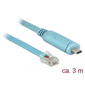 Delock USB 2.0 Typ-C-Stecker > 1 x serieller RS-232-RJ45-Stecker, 3,0 m, blau