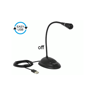 Delock USB-Schwanenhalsmikrofon mit Ständer und Tasten für Stummschaltung, Ein- und Ausschalten Delock USB-Schwanenhalsmikrofon mit Ständer und Tasten für Stummschaltung, Ein- und Ausschalten