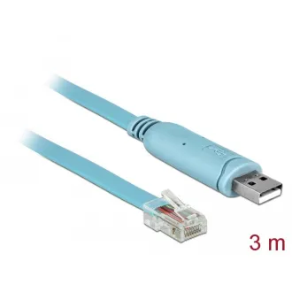 Delock Adapter USB 2.0 Typ-A Stecker > 1 x Seriell RS-232 RJ45 Stecker 3.0 m blau