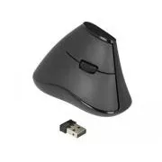 Delock Ergonomische Vertikale Optische 5-Tasten-Maus 2.4GHz Kabellos - Geräuschlos