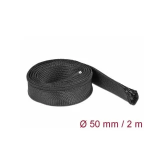 Delock Flechtmantel mit Reißverschluss, 2 m x 50 mm, schwarz Delock Flechtmantel mit Reißverschluss, 2 m x 50 mm, schwarz