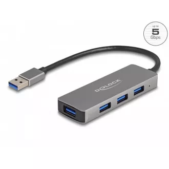 Delock 4-Port USB 3.2 Gen 1 Hub mit USB Typ-A Anschluss - USB Typ-A Anschlüsse an der Seite Delock 4-Port USB 3.2 Gen 1 Hub mit USB Typ-A Anschluss - USB Typ-A Anschlüsse an der Seite