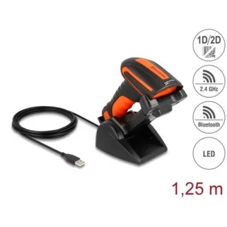 Delock Industrial 1D- und 2D-Barcodeleser für 2,4 GHz oder Bluetooth mit induktiver Ladestation