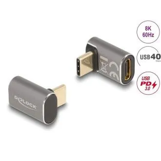 Delock USB-Adapter 40 Gbit/s USB Typ C PD 3.0 100 W Stecker auf Buchse, rechtwinklig, 8K 60 Hz, Metall Delock USB-Adapter 40 Gbit/s USB Typ C PD 3.0 100 W Stecker auf Buchse, rechtwinklig, 8K 60 Hz, Metall