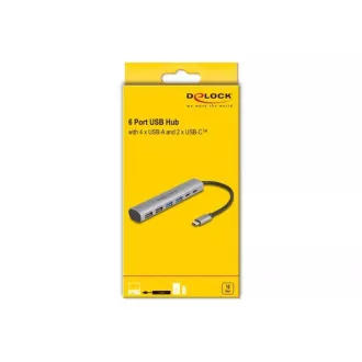 Delock 6 Port USB-Hub mit 4 x USB Typ-A Buchsen und 2 x USB Typ-C™ Buchsen Delock 6 Port USB-Hub mit 4 x USB Typ-A Buchsen und 2 x USB Typ-C™ Buchsen