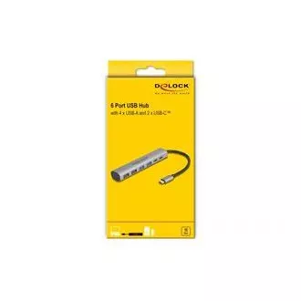 Delock 6 Port USB-Hub mit 4 x USB Typ-A Buchsen und 2 x USB Typ-C™ Buchsen Delock 6 Port USB-Hub mit 4 x USB Typ-A Buchsen und 2 x USB Typ-C™ Buchsen