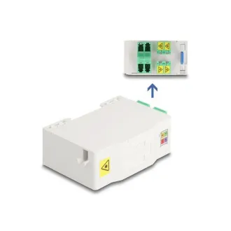 Delock Optical DIN-Schienen-Anschlussdose mit Steckerhalter und 4 x LC-Duplex-Steckern