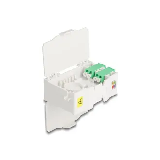 Delock Optical DIN-Schienen-Anschlussdose mit Steckerhalter und 4 x LC-Duplex-Steckern