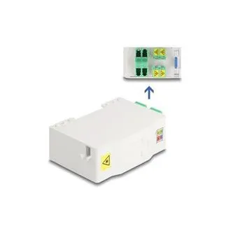Delock Optical DIN-Schienen-Anschlussdose mit Steckerhalter und 4 x LC-Duplex-Steckern