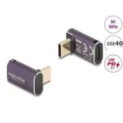 Delock USB-Adapter 40 Gbit/s USB Typ C PD 3.1 240 W Stecker auf Buchse, rechtwinklig, 8K 60 Hz, Metall