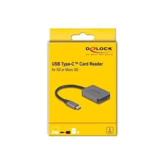 Delock Card Reader mit USB Type-C™ im Aluminiumgehäuse für SD- oder Micro SD-Speicherkarten