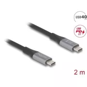 Delock USB 40 Gbps USB Typ-C™ Kabel Stecker auf Stecker PD 3.1 240 W E-Marker 2 m grau metallic