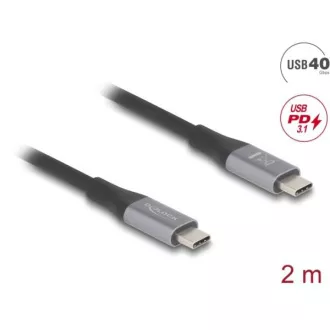 Delock USB 40 Gbps USB Typ-C™ Kabel Stecker auf Stecker PD 3.1 240 W E-Marker 2 m grau metallic