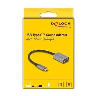 Delock Externe USB Typ-C™ Soundkarte mit Plug & Play Audio Adapter, 2 x 3,5 mm Stereo Klinke
