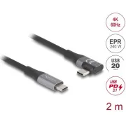 Delock USB-Kabel 20 Gbps, rechts/links USB PD 3.1 Extended Power Range 240 W 2 m