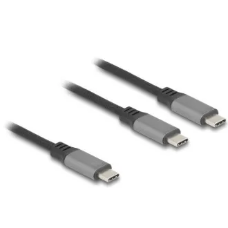 Delock USB-C™ Y-förmiges Kabel, 1 x Stecker auf 2 x PD 3.0-Stecker, 100 W intelligente Stromverteilung, 1,2 m