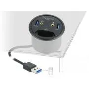 Delock USB-Hub mit drei Anschlüssen für den Schreibtisch: 1 x USB Typ C und 2 x USB Typ A   HD-Audio-Anschlüsse