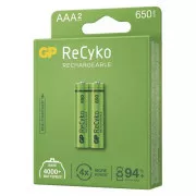 GP AAA ReCyko 650 mAh, wiederaufladbar, (HR03) 2 Stück PP