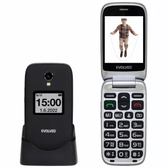 EVOLVEO EasyPhone FS, 2,8-Zoll-Klapphandy für Senioren mit Ladestation (Farbe: Schwarz)