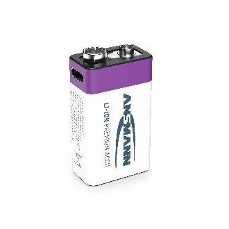 Ansmann Li-ion 9V Block, min 340mAh, mit Ladeelektronik, USB-C Ansmann Li-ion 9V Block, min 340mAh, mit Ladeelektronik, USB-C