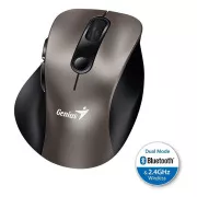 Genius Ergo 9000S, Maus, kabellos, optisch, 2400DPI, 6 Tasten, Bluetooth, 2.4GHz, USB, titan
