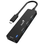 Genius UH-400 USB Hub, extern, USB-C auf 4× USB 3.0, 15cm, schwarz