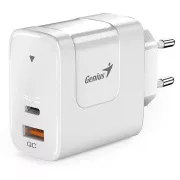 Genius PD-65AC, Stromadapter, Universal, 65W, 1× USB-C, 1× USB, PD 3.0, QC 3.0, Weiß