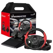 Genius GX Gaming SpeedMaster, Lenkrad, Pedale, Schalthebel, für PC, PS3, PS4, USB, Vibration, schwarz und rot