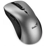 Genius Ergo 8100S AI, Maus, kabellos, ergonomisch, optisch, 1600DPI, 6 Tasten, USB, Copilot, geräuschlos, silber-grau