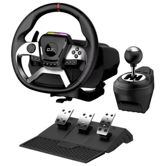 Genius GX Gaming SpeedMaster X5 FF Lenkrad, Pedale, Schalthebel, für PC, PS4, Xbox One, Vibration, schwarz und silber