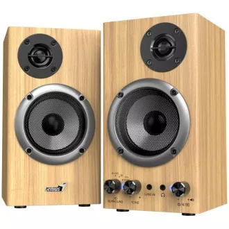 Genius SP-HF520BT Lautsprecher, 2.0, 20W, Bluetooth, 3.5mm Klinke, Holz, braun Genius SP-HF520BT Lautsprecher, 2.0, 20W, Bluetooth, 3.5mm Klinke, Holz, braun