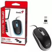 Genius DX-123 Maus, kabelgebunden, optisch, 1200DPI, 3 Tasten, USB-C, schwarz-grau