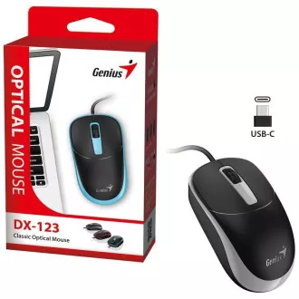 Genius DX-123 Maus, kabelgebunden, optisch, 1200DPI, 3 Tasten, USB-C, schwarz-grau Genius DX-123 Maus, kabelgebunden, optisch, 1200DPI, 3 Tasten, USB-C, schwarz-grau